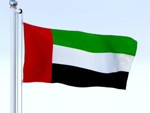 animated united arab emirates flag 3D Model