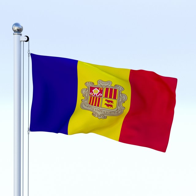 animated andorra flag 3D Модель .c4d .max .obj .3ds .fbx .stl .blend 