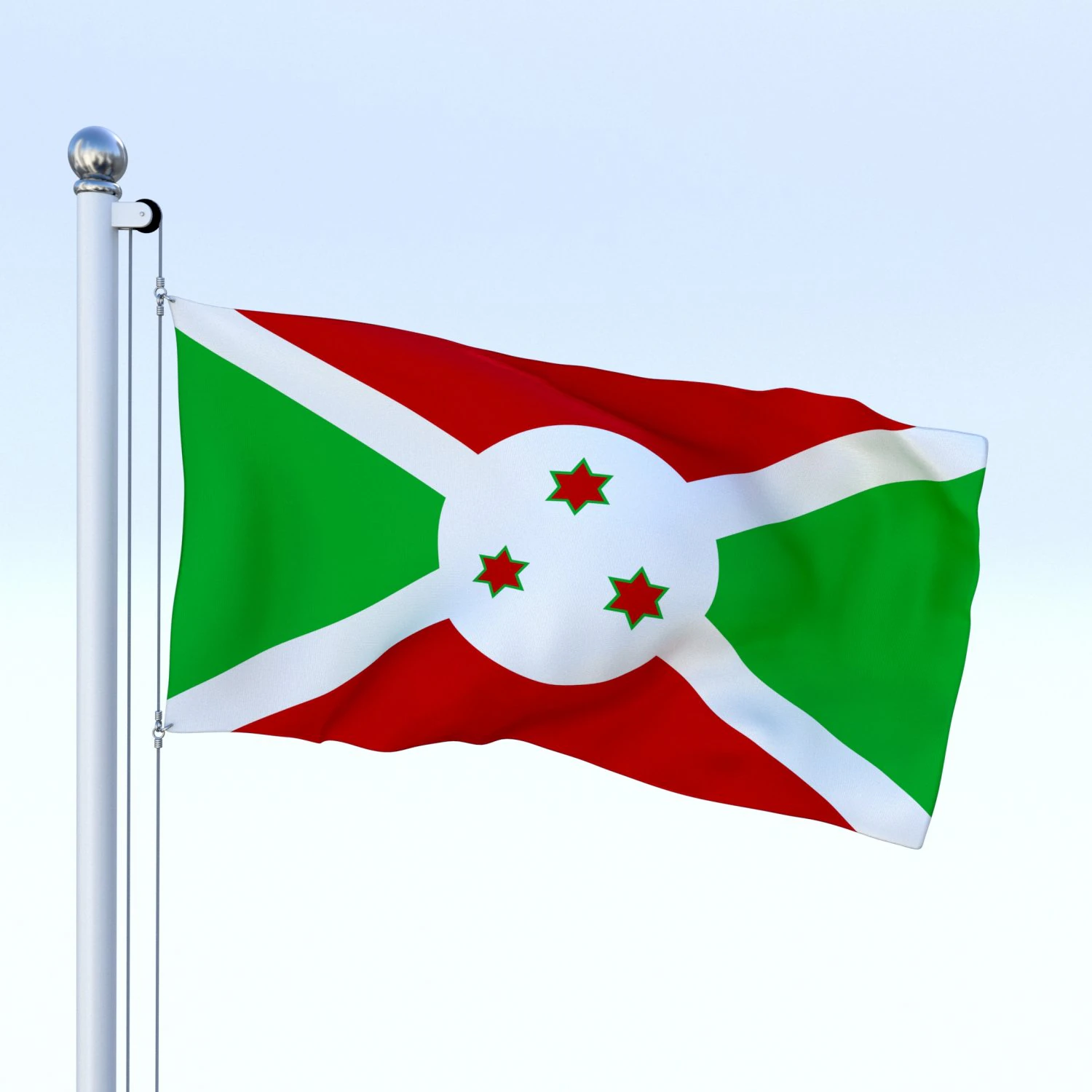 animated burundi flag 3D Model .c4d .max .obj .3ds .fbx .stl .blend 