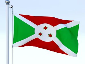 animated burundi flag 3D Model