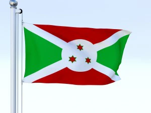 animated burundi flag 3D Model