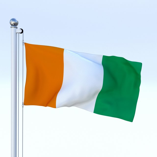 animated cte divoire flag 3D 模型 .c4d .max .obj .3ds .fbx .stl .blend 