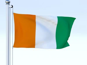 animated cte divoire flag 3D Model