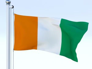 animated cte divoire flag 3D Model