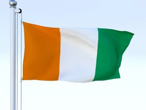 animated cte divoire flag 3D Model