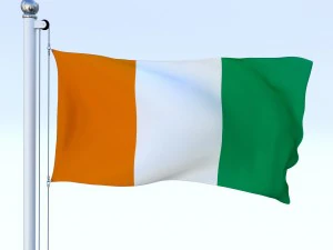 animated cte divoire flag 3D Model