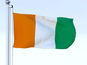 animated cte divoire flag 3D Model