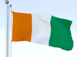 animated cte divoire flag 3D Model