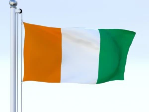animated cte divoire flag 3D Model