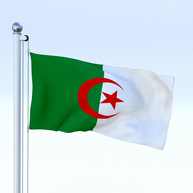 animated algeria flag 3D Модель .c4d .max .obj .3ds .fbx .stl .blend 