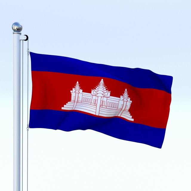 animated cambodia flag 3D Model .c4d .max .obj .3ds .fbx .stl .blend 