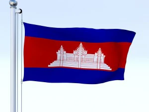 animated cambodia flag 3D Model
