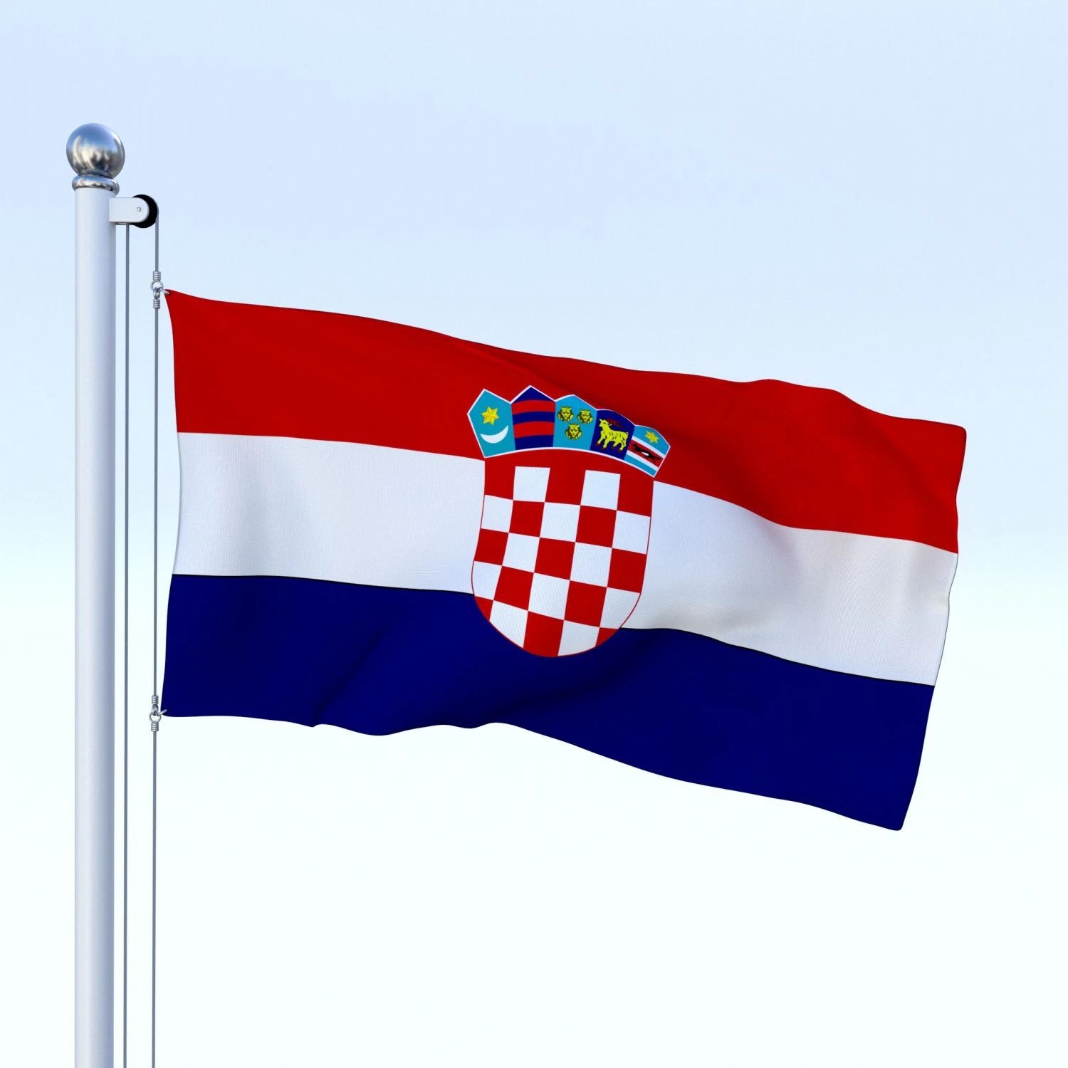 animated croatia flag 3D Model .c4d .max .obj .3ds .fbx .stl .blend