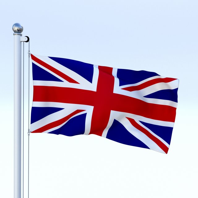 anmated great britain flag 3D 모델 .c4d .max .obj .3ds .fbx .stl .blend 
