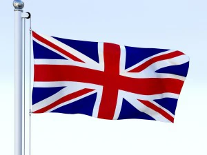 anmated great britain flag 3D Model