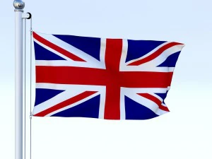 anmated great britain flag 3D Model