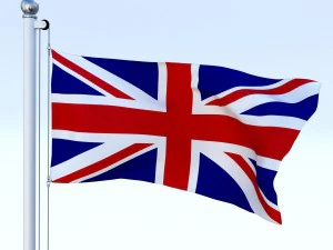 anmated great britain flag 3D Model