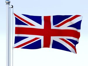 anmated great britain flag 3D Model