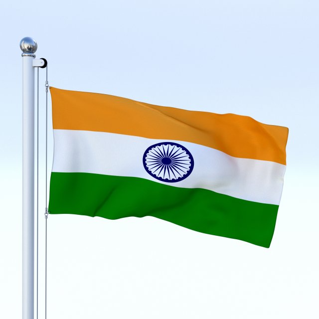 animated india flag 3D 모델 .c4d .max .obj .3ds .fbx .stl .blend 