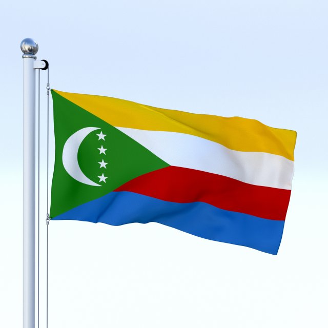 animated comoros flag 3D 模型 .c4d .max .obj .3ds .fbx .stl .blend 