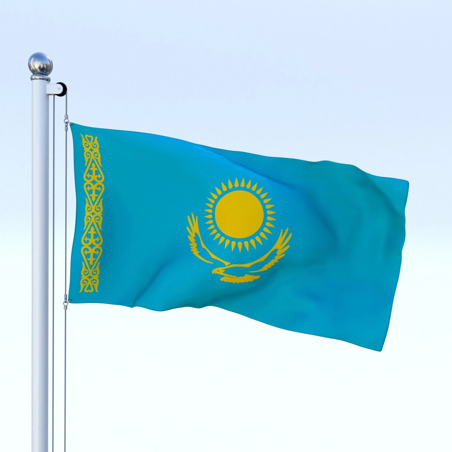 animated kazakhstan flag 3D Model .c4d .max .obj .3ds .fbx .stl .blend