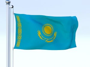 animated kazakhstan flag 3D Model