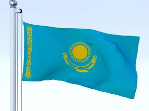 animated kazakhstan flag 3D Model
