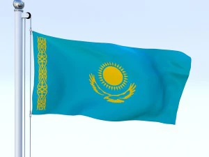 animated kazakhstan flag 3D Model