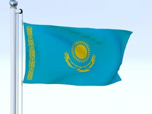 animated kazakhstan flag 3D Model