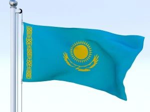 animated kazakhstan flag 3D Model