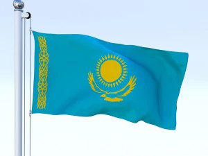 animated kazakhstan flag 3D Model
