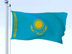 animated kazakhstan flag 3D Model
