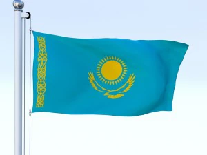 animated kazakhstan flag 3D Model