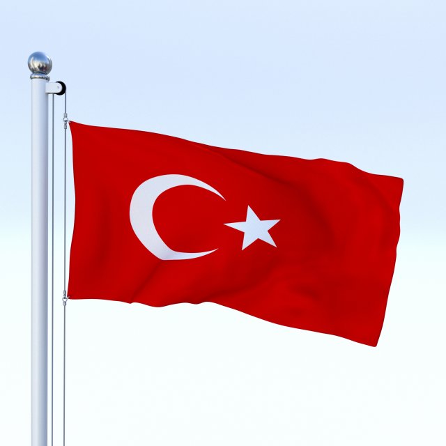 animated turkey flag 3D 模型 .c4d .max .obj .3ds .fbx .stl .blend 