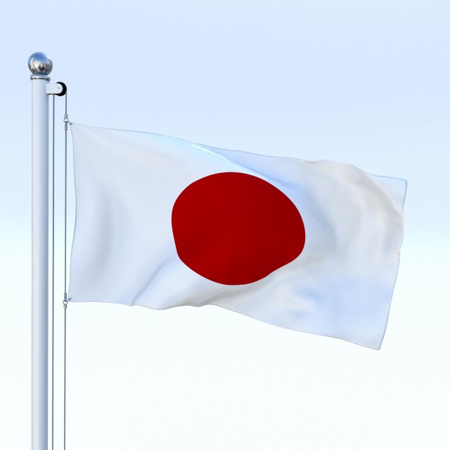 animated japan flag Modelo 3D .c4d .max .obj .3ds .fbx .stl .blend 