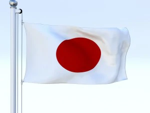 bandera japonesa animada Modelo 3D