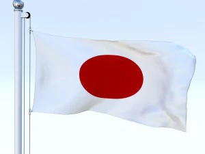 bandera japonesa animada Modelo 3D