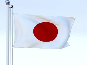 bandera japonesa animada Modelo 3D