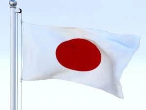 bandera japonesa animada Modelo 3D