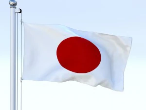 bandera japonesa animada Modelo 3D