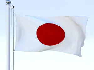 bandera japonesa animada Modelo 3D