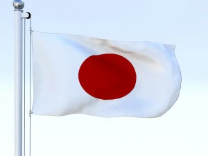 bandera japonesa animada Modelo 3D