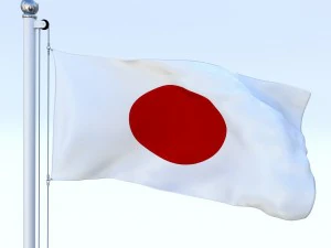 bandera japonesa animada Modelo 3D