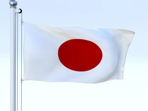 bandera japonesa animada Modelo 3D
