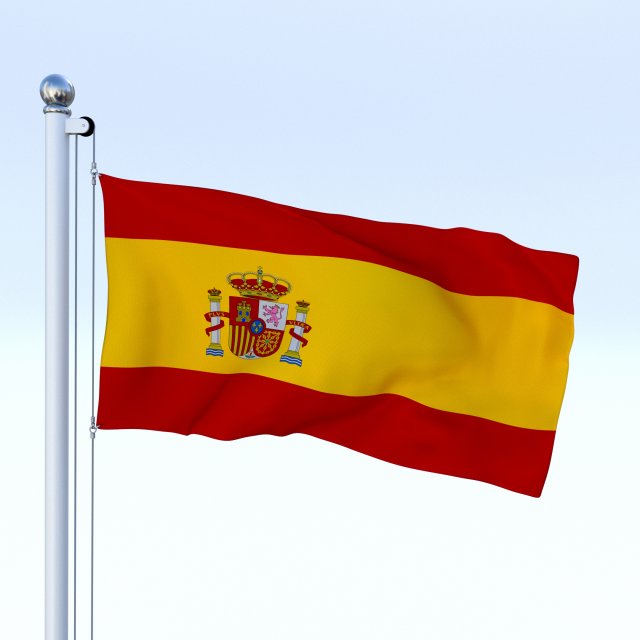 animated spain flag Modelo 3D .c4d .max .obj .3ds .fbx .stl .blend
