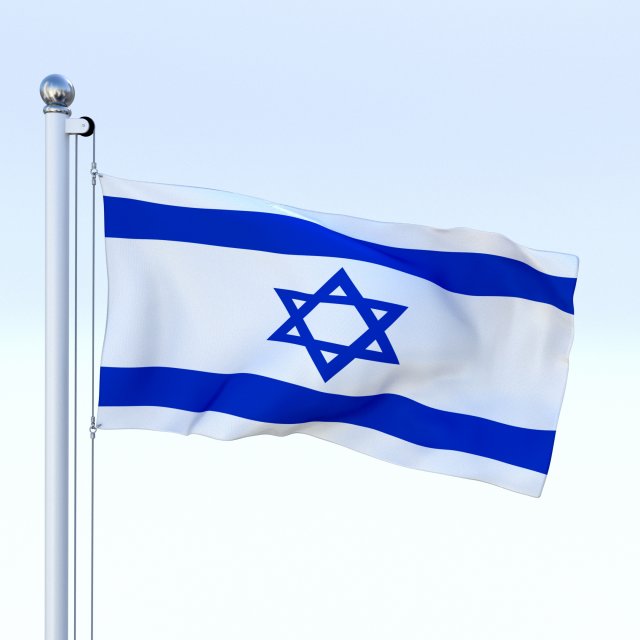 animated israel flag 3D Model .c4d .max .obj .3ds .fbx .stl .blend