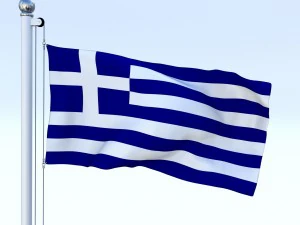 bandiera greca animata Modello 3D