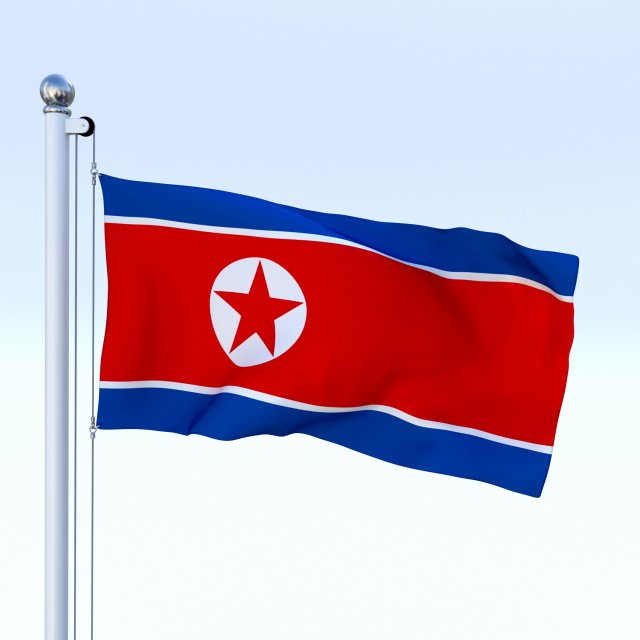 animated north korea flag 3D Модель .c4d .max .obj .3ds .fbx .stl .blend