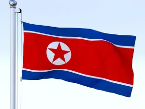 animated north korea flag 3D Model