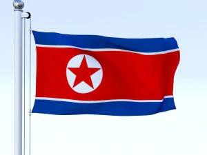animated north korea flag 3D Model